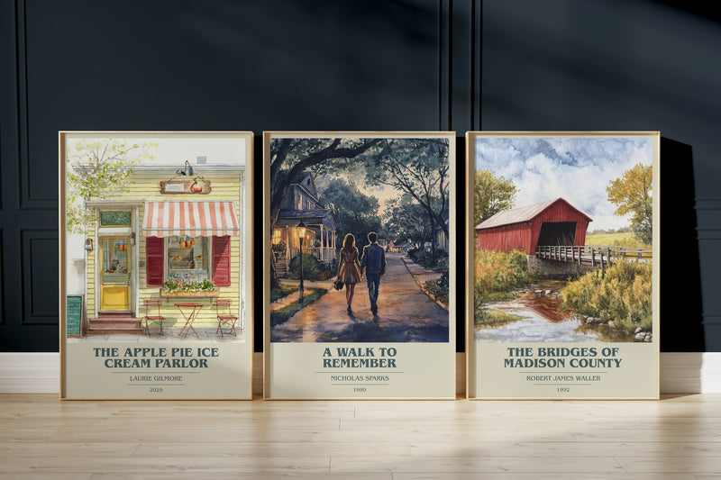 Romance Favourites: The Apple Pie Ice Cream Parlor, A Walk To Remember, The Bridges Of Madison County framed art prints