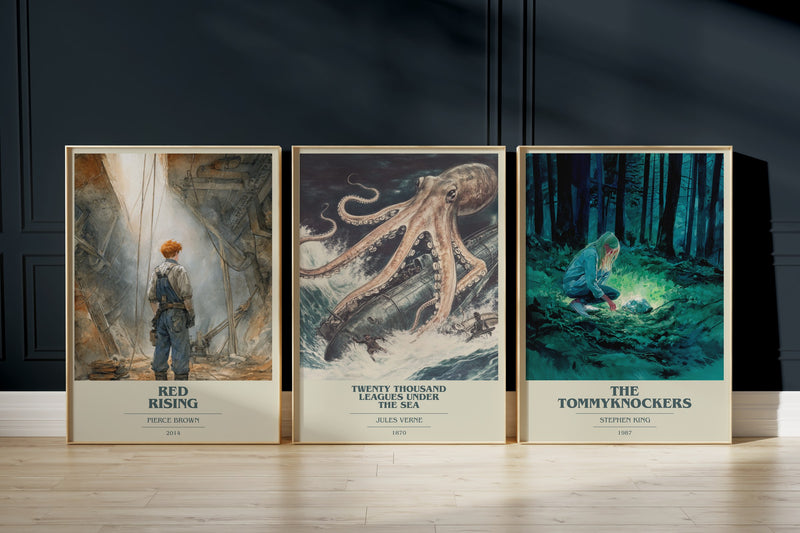 Sci-Fi Classics: Red Rising, Twenty Thousand Leagues Under The Sea, The Tommyknockers framed art prints