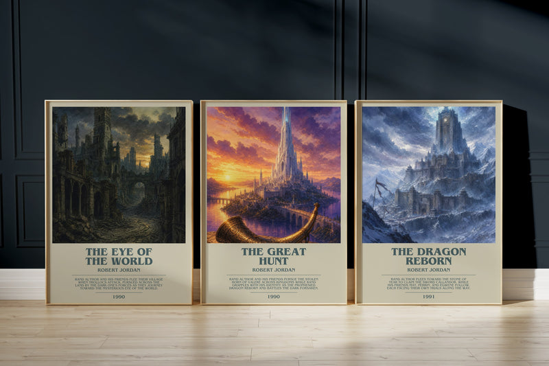 Wheel of Time Trio: The Eye of the World, The Great Hunt, The Dragon Reborn framed art prints