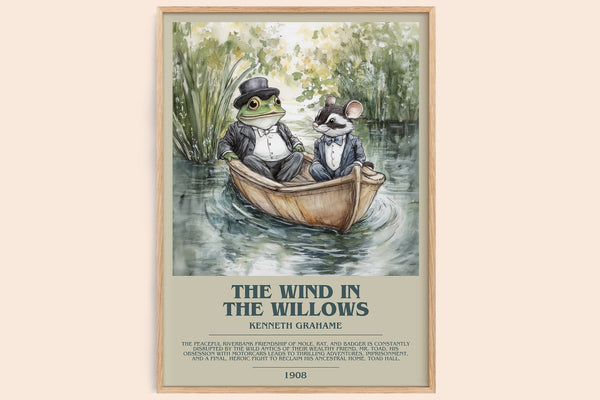 The Wind in the Willows Bookish Wall Art by Kenneth Grahame – framed poster