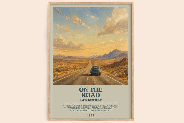 On the Road bookish book poster by Jack Kerouac – framed literary art print