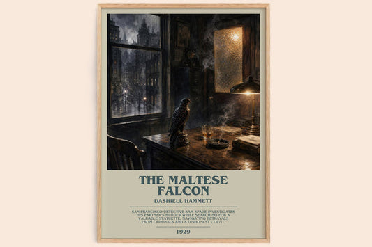 The Maltese Falcon bookish book poster by Dashiell Hammett – framed literary art print