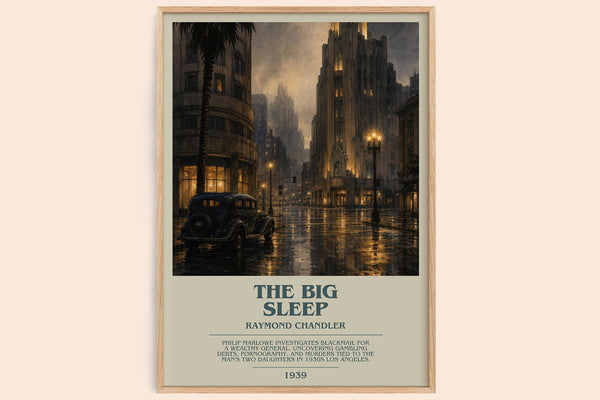 The Big Sleep bookish book poster by Raymond Chandler – framed literary art print