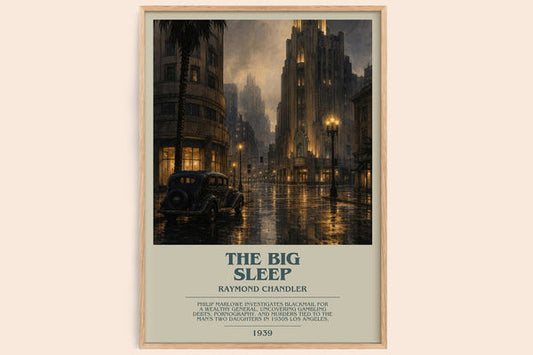 The Big Sleep bookish book poster by Raymond Chandler – framed literary art print