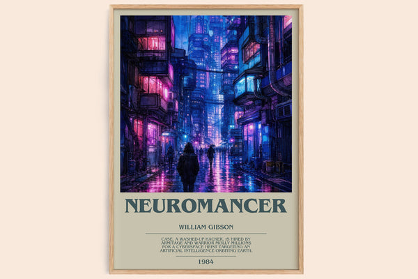 Neuromancer bookish book poster by William Gibson – framed literary art print