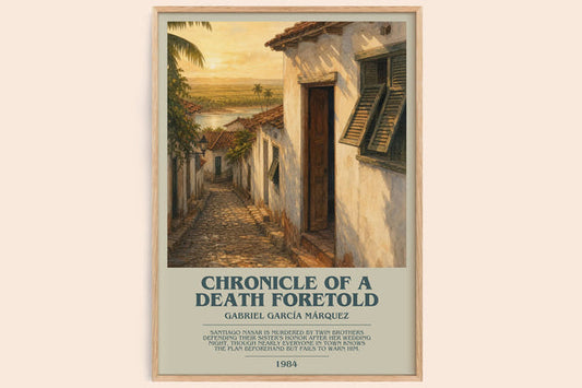 Chronicle of a Death Foretold bookish book poster by Gabriel García Márquez – framed literary art print