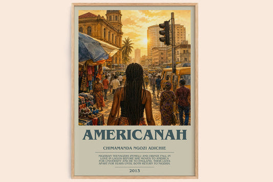 Americanah bookish book poster by Chimamanda Ngozi Adichie – framed literary art print