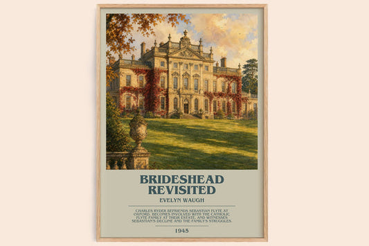 Brideshead Revisited bookish book poster by Evelyn Waugh – framed literary art print