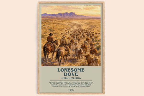 Lonesome Dove bookish book poster by Larry McMurtry – framed literary art print