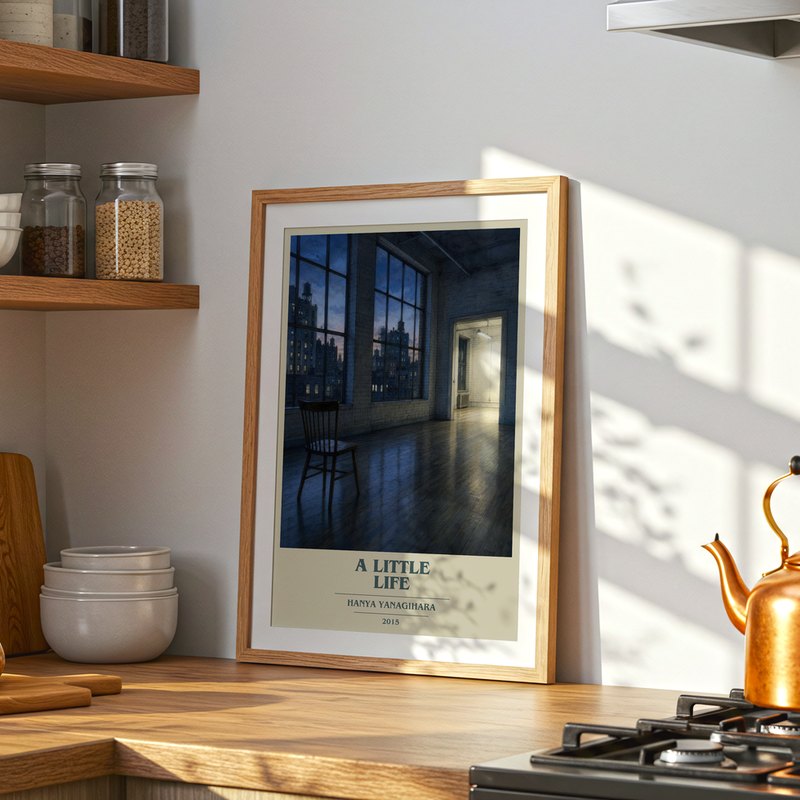 A Little Life poster, framed in a room