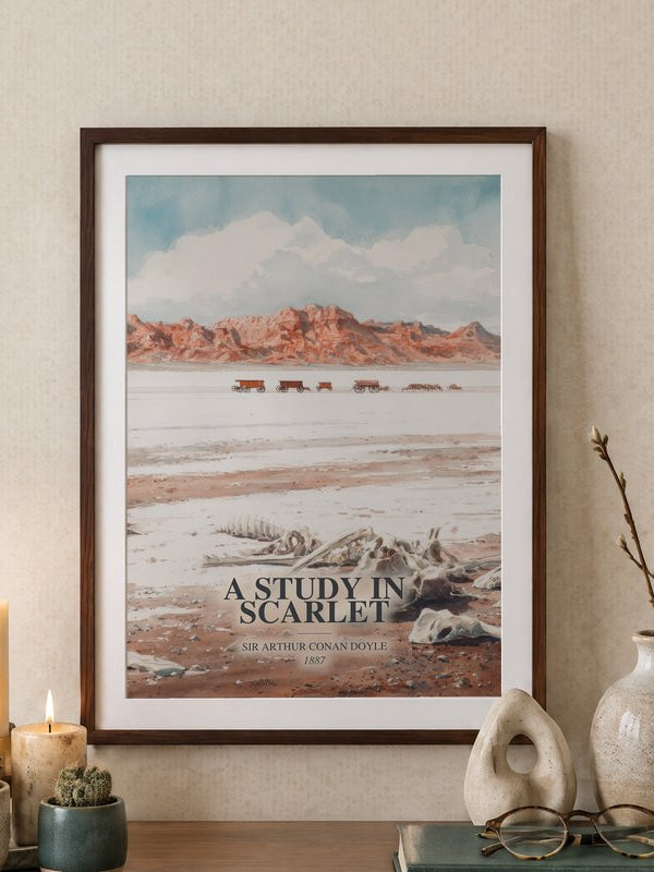 A Study In Scarlet poster, framed in a room