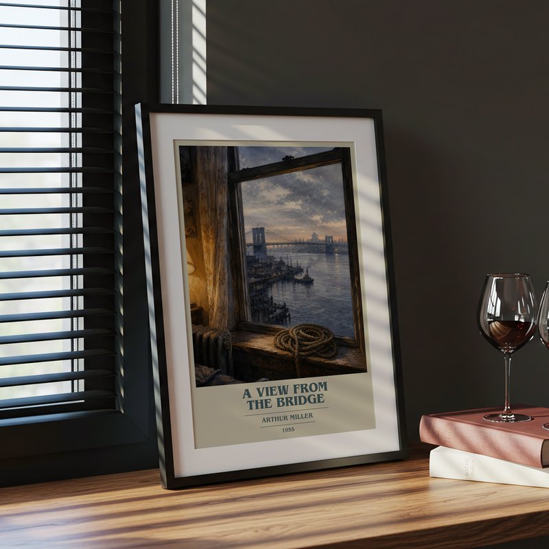 A View from the Bridge poster, framed in a room
