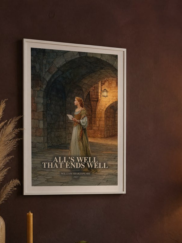 All's Well That Ends Well poster, framed in a room