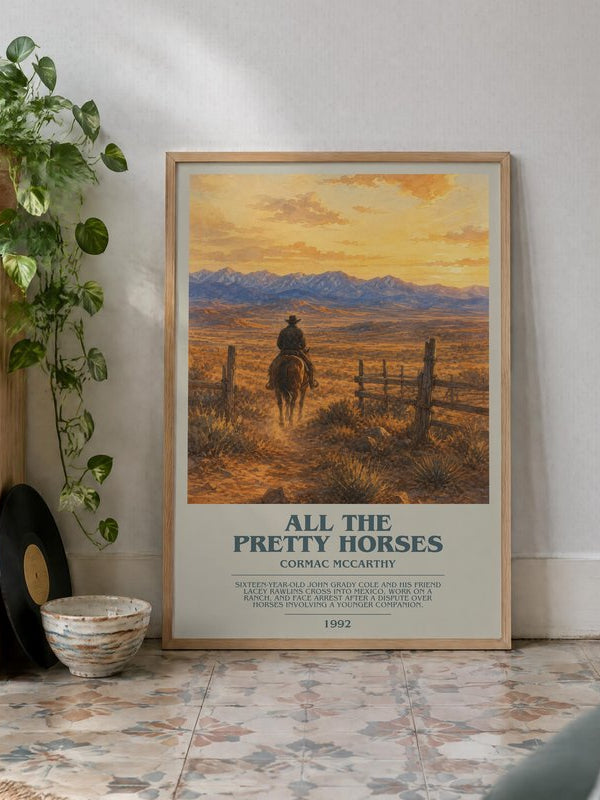 All The Pretty Horses poster, framed in a room