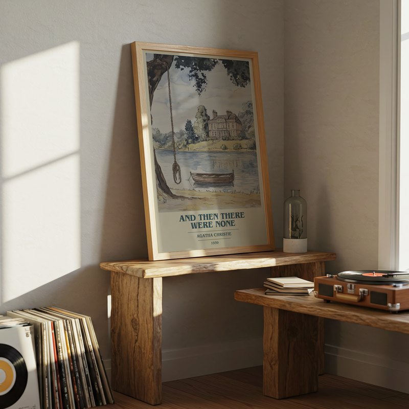 And Then There Were None poster, framed in a room
