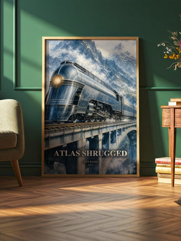 Atlas Shrugged poster, framed in a room