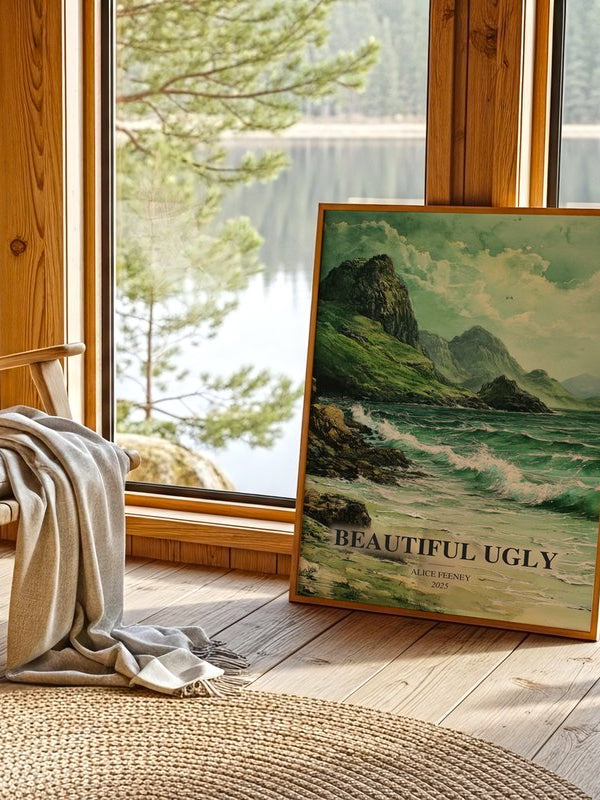 Beautiful Ugly poster, framed in a room