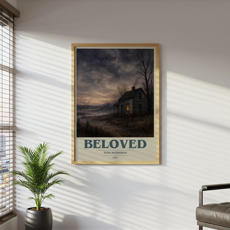 Beloved poster, framed in a room
