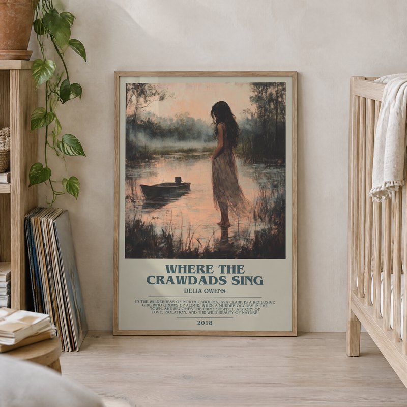 Where The Crawdads Sing poster, framed in a room