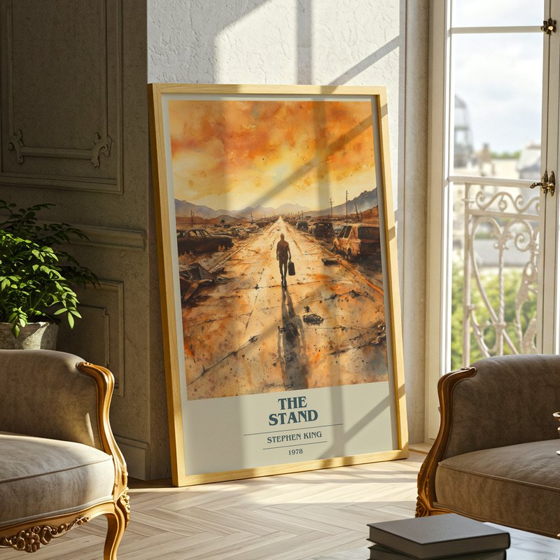 The Stand poster, framed in a room
