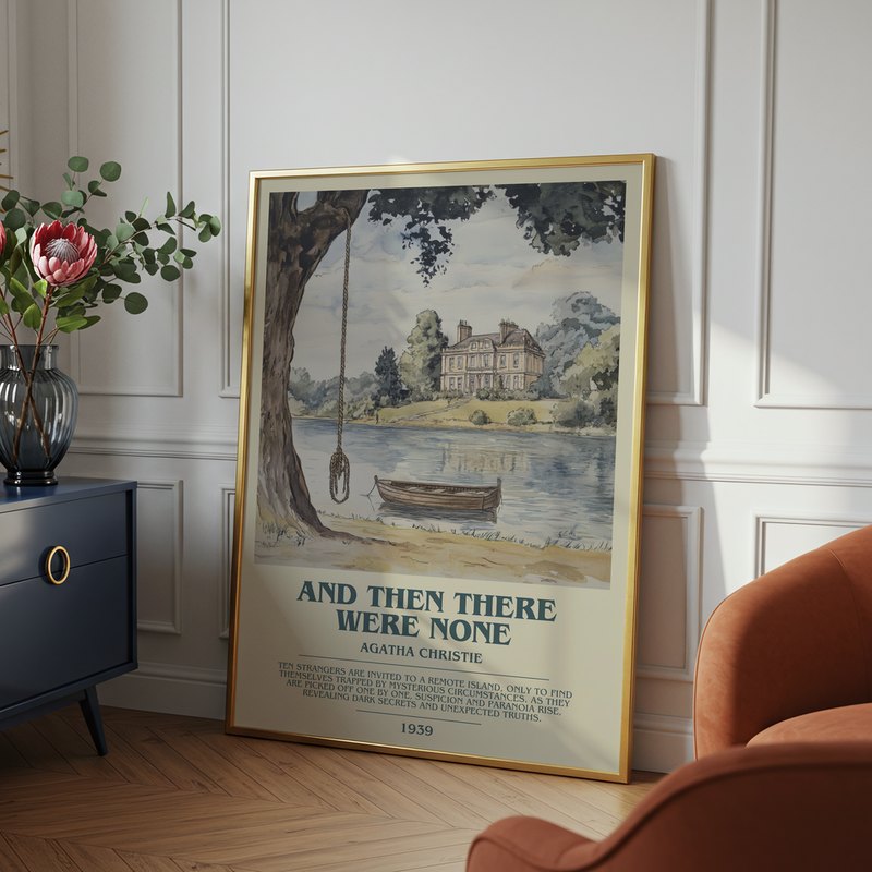 And Then There Were None poster, framed in a room