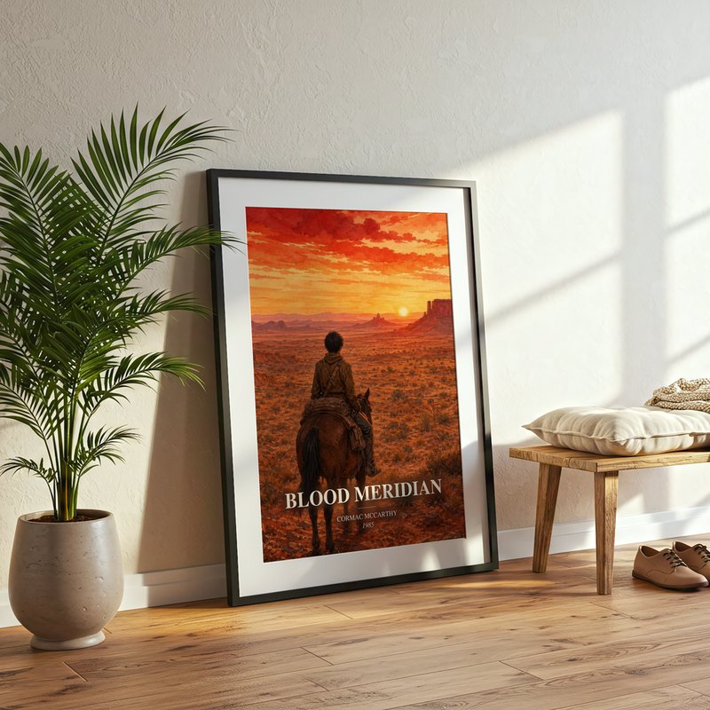 Blood Meridian poster, framed in a room