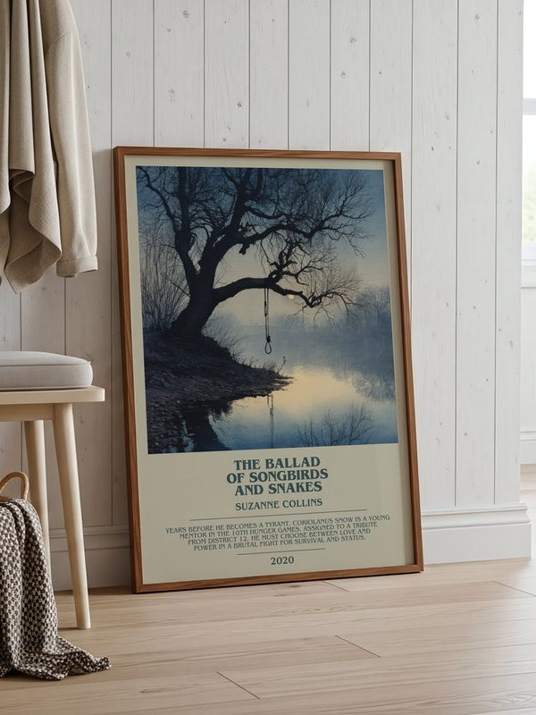 The Ballad Of Songbirds And Snakes poster, framed in a room