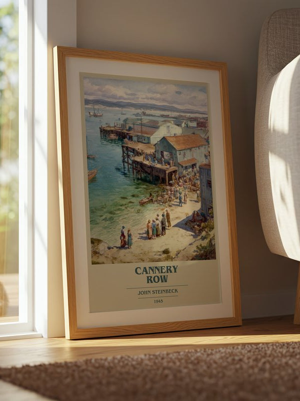 Cannery Row poster, framed in a room