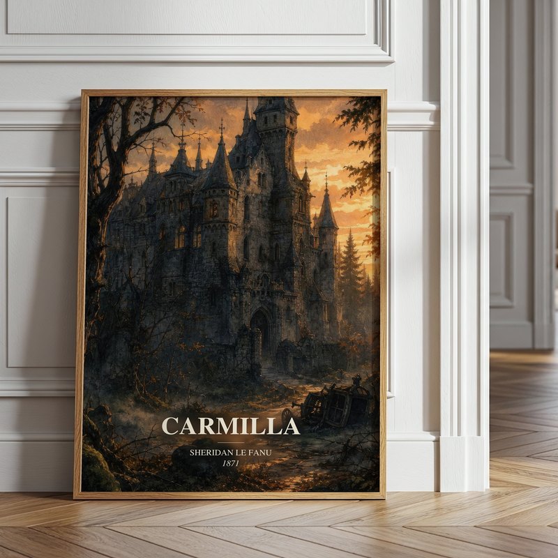 Carmilla poster, framed in a room
