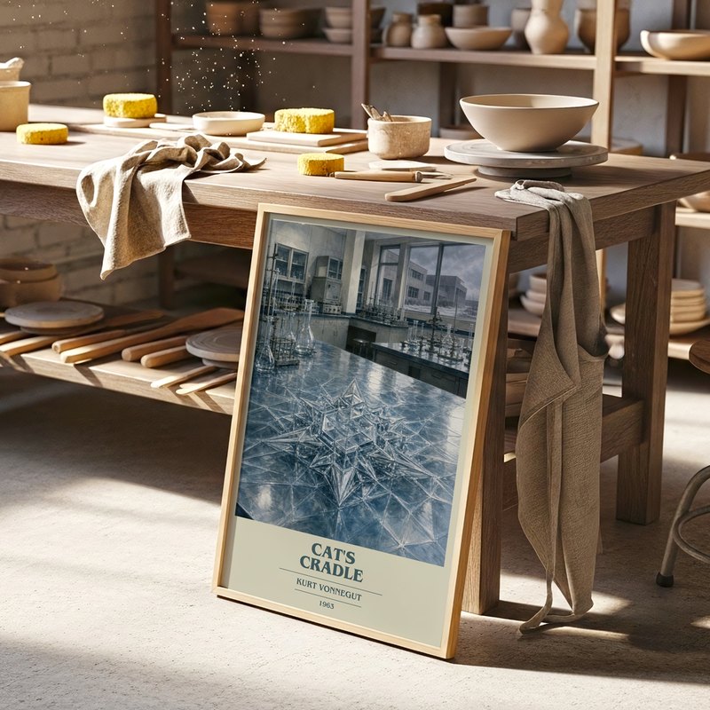 Cat's Cradle poster, framed in a room