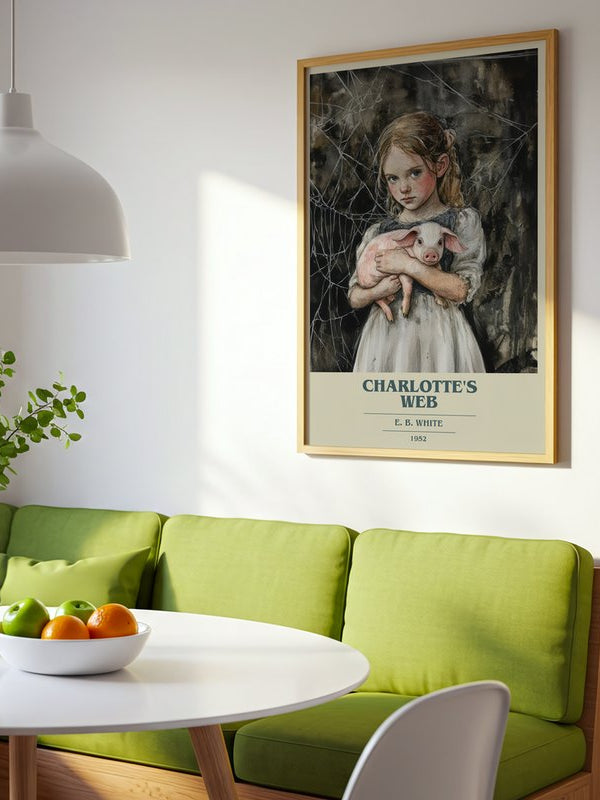 Charlotte's Web poster, framed in a room