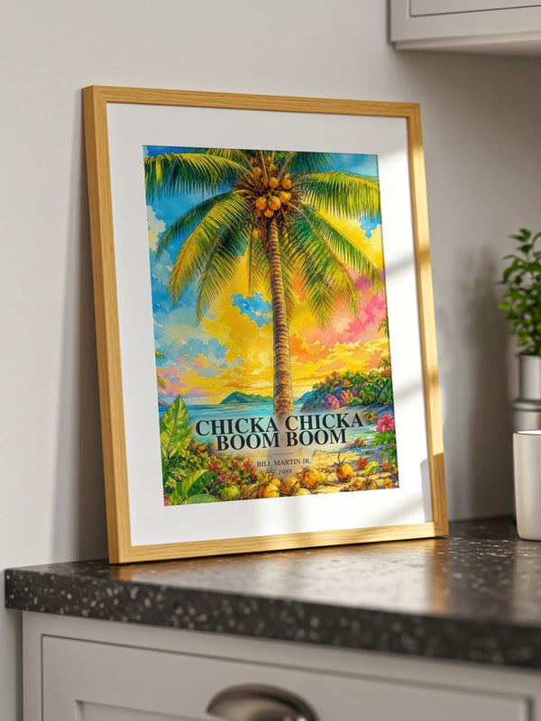 Chicka Chicka Boom Boom poster, framed in a room
