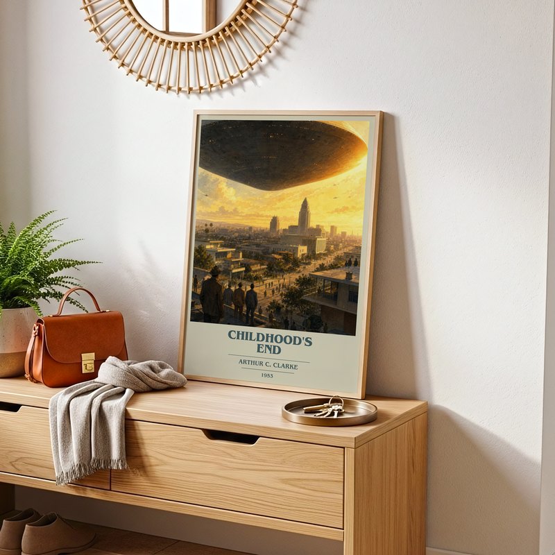 Childhood's End poster, framed in a room