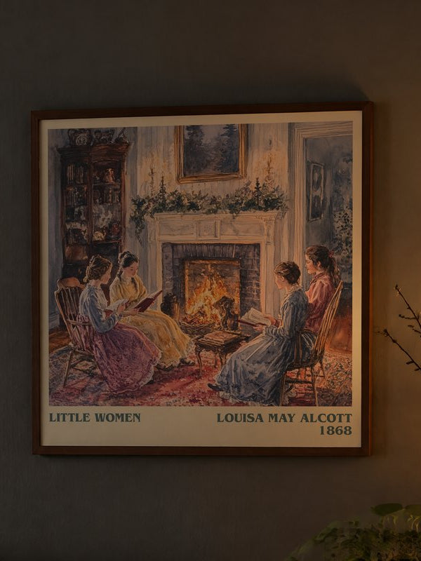 Little Women poster, framed in a room
