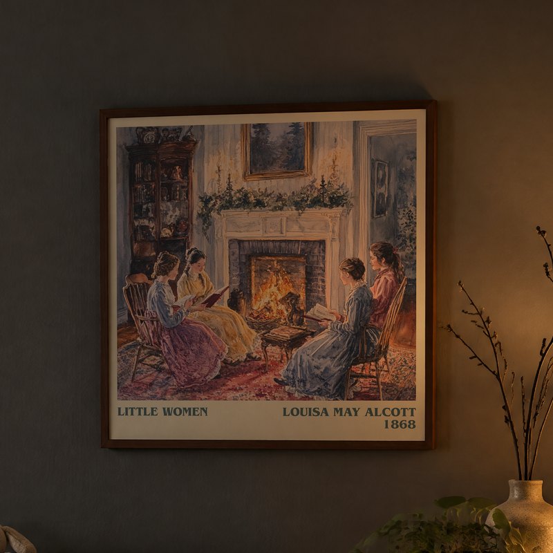 Little Women poster, framed in a room