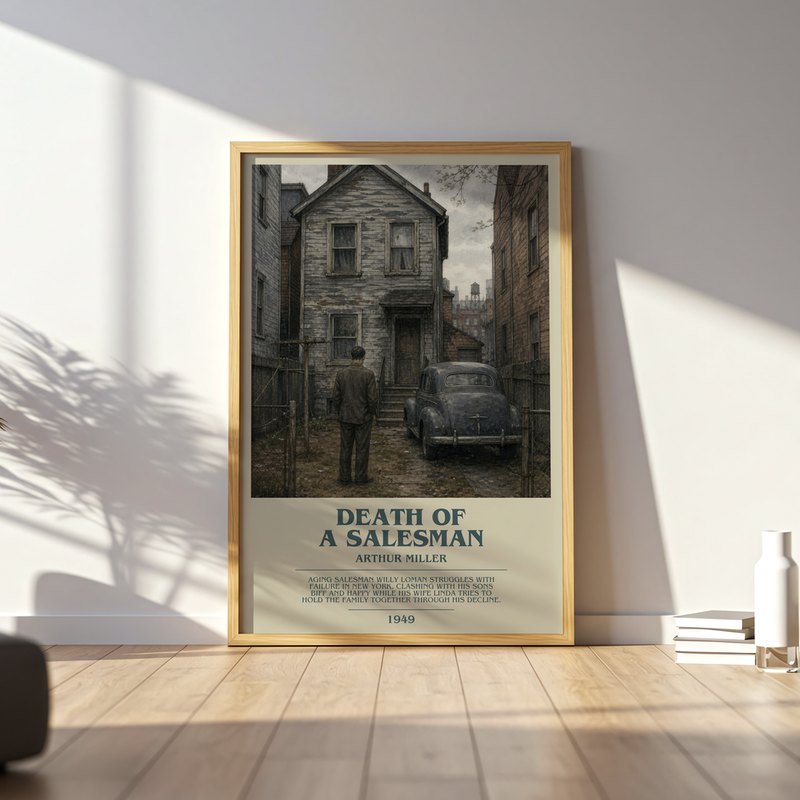 Death of a Salesman poster, framed in a room