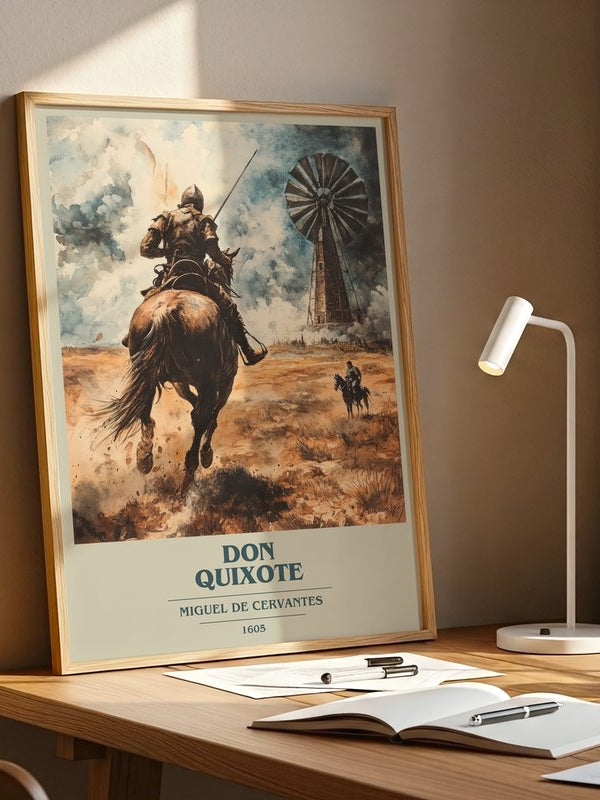Don Quixote poster, framed in a room