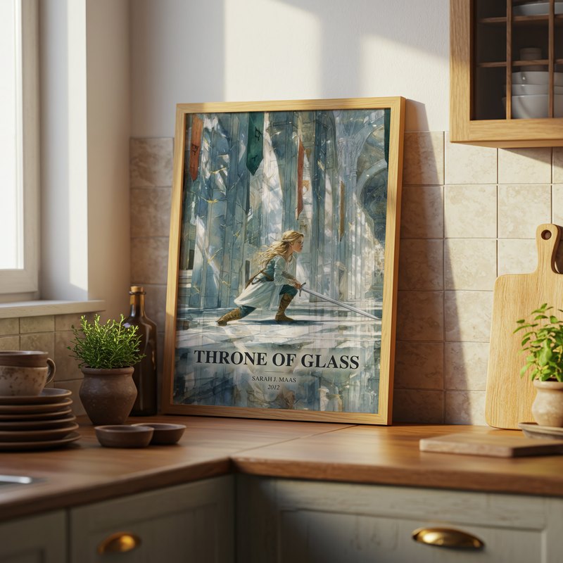 Throne Of Glass poster, framed in a room