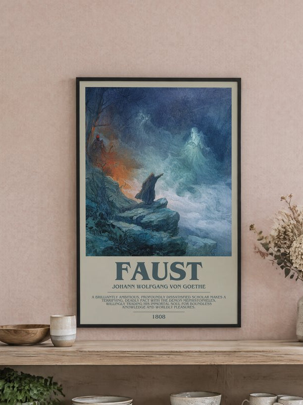 Faust poster, framed in a room