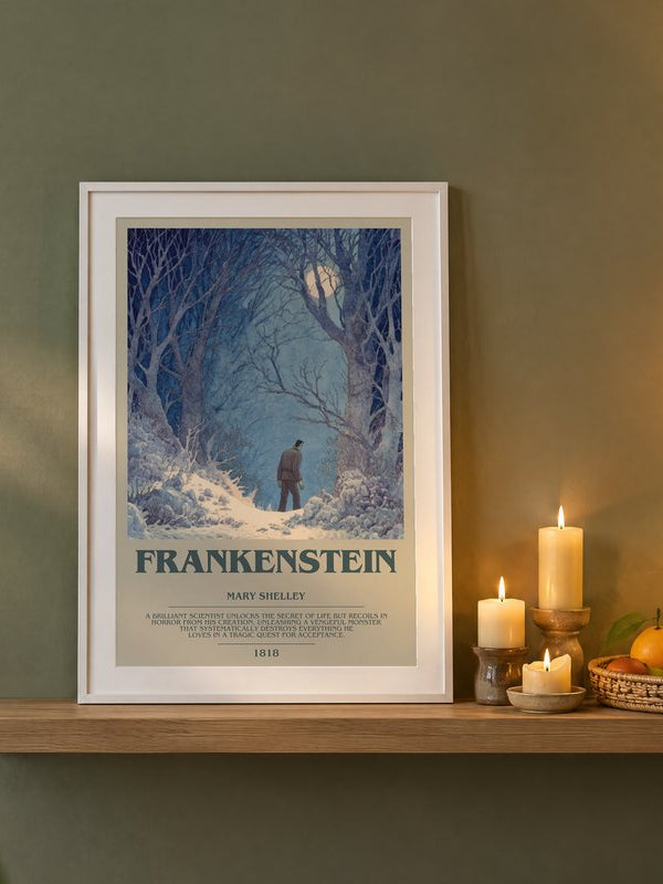 Frankenstein poster, framed in a room