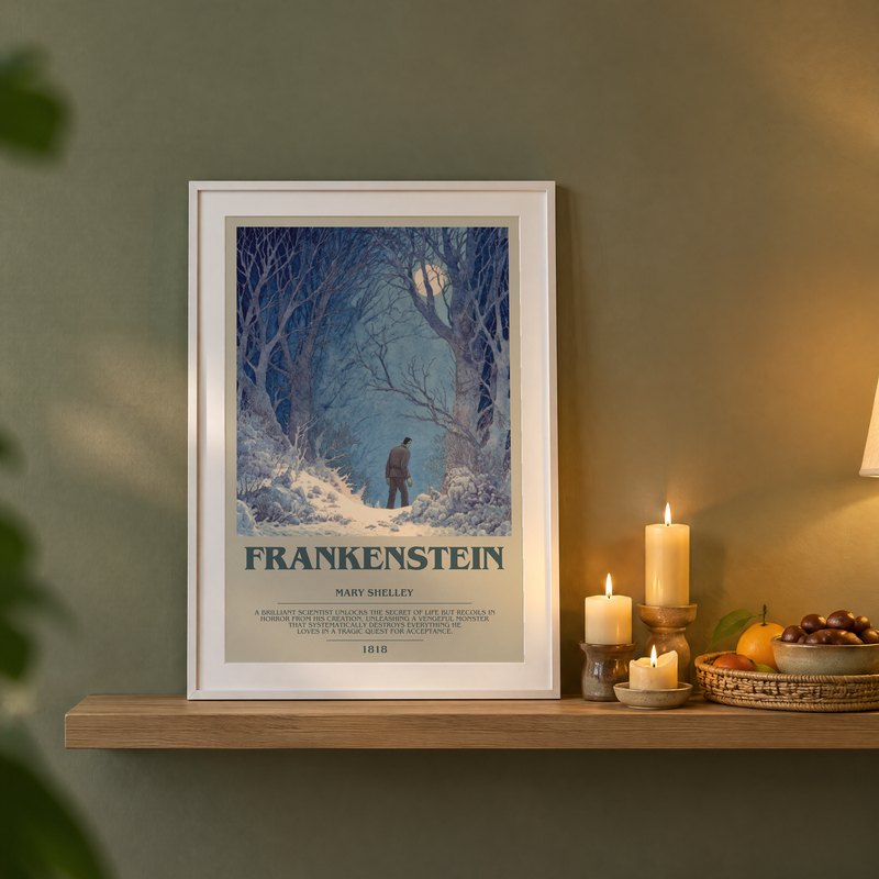 Frankenstein poster, framed in a room