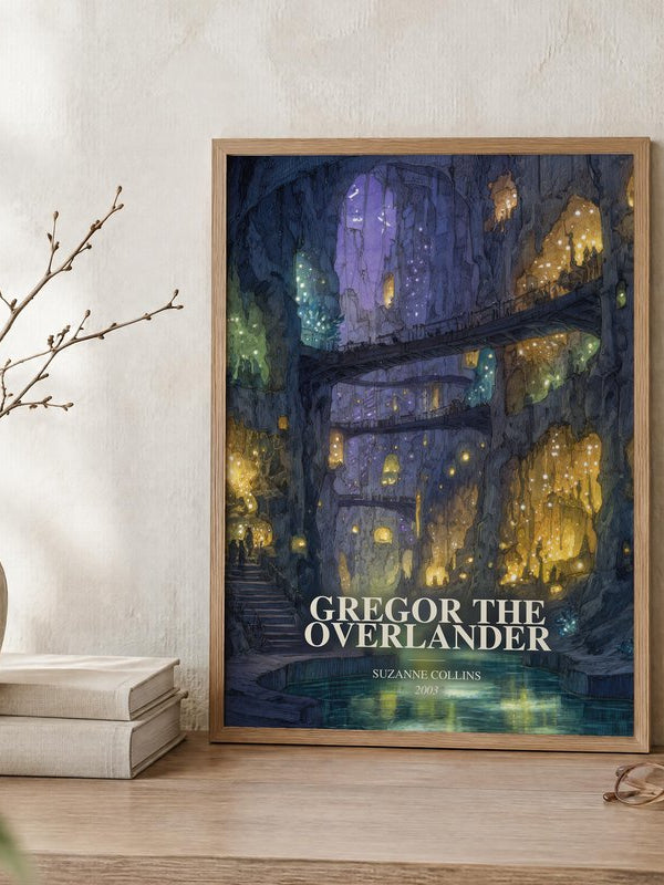 Gregor The Overlander poster, framed in a room