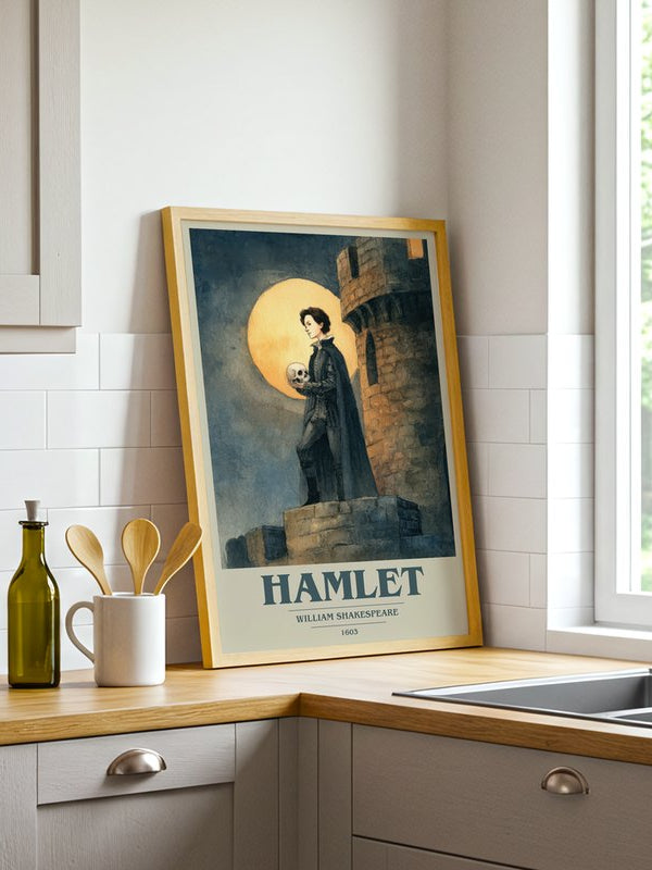 Hamlet poster, framed in a room