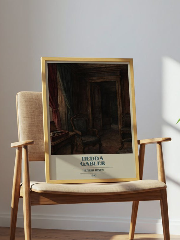 Hedda Gabler poster, framed in a room