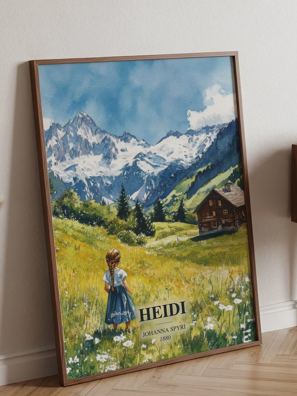 Heidi poster, framed in a room