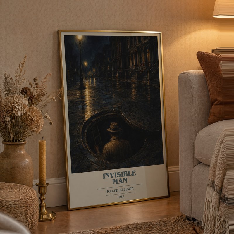 Invisible Man poster, framed in a room