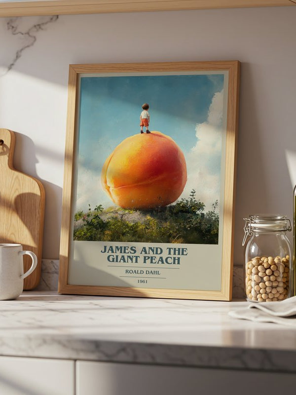 James And The Giant Peach poster, framed in a room