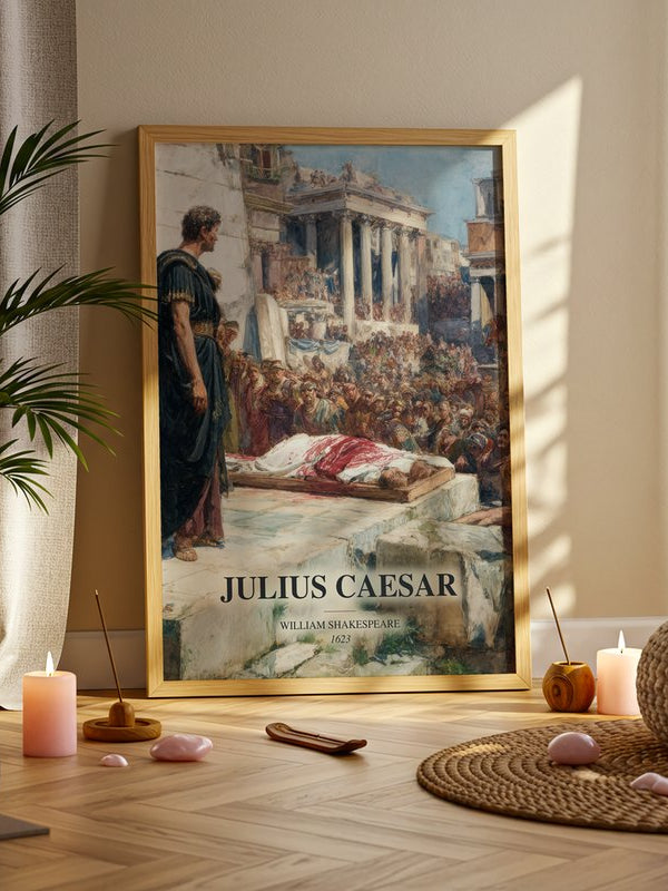 Julius Caesar poster, framed in a room
