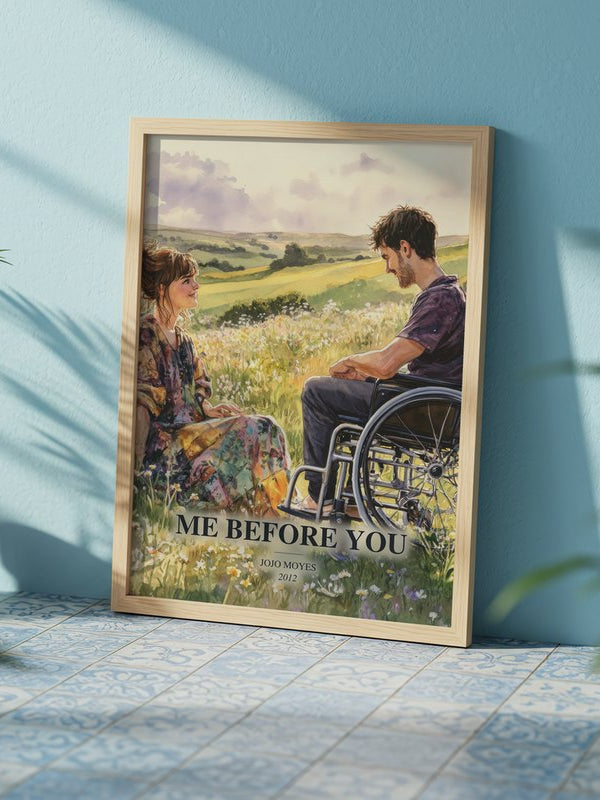 Me Before You poster, framed in a room