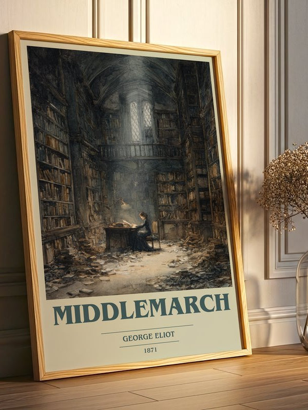 Middlemarch poster, framed in a room